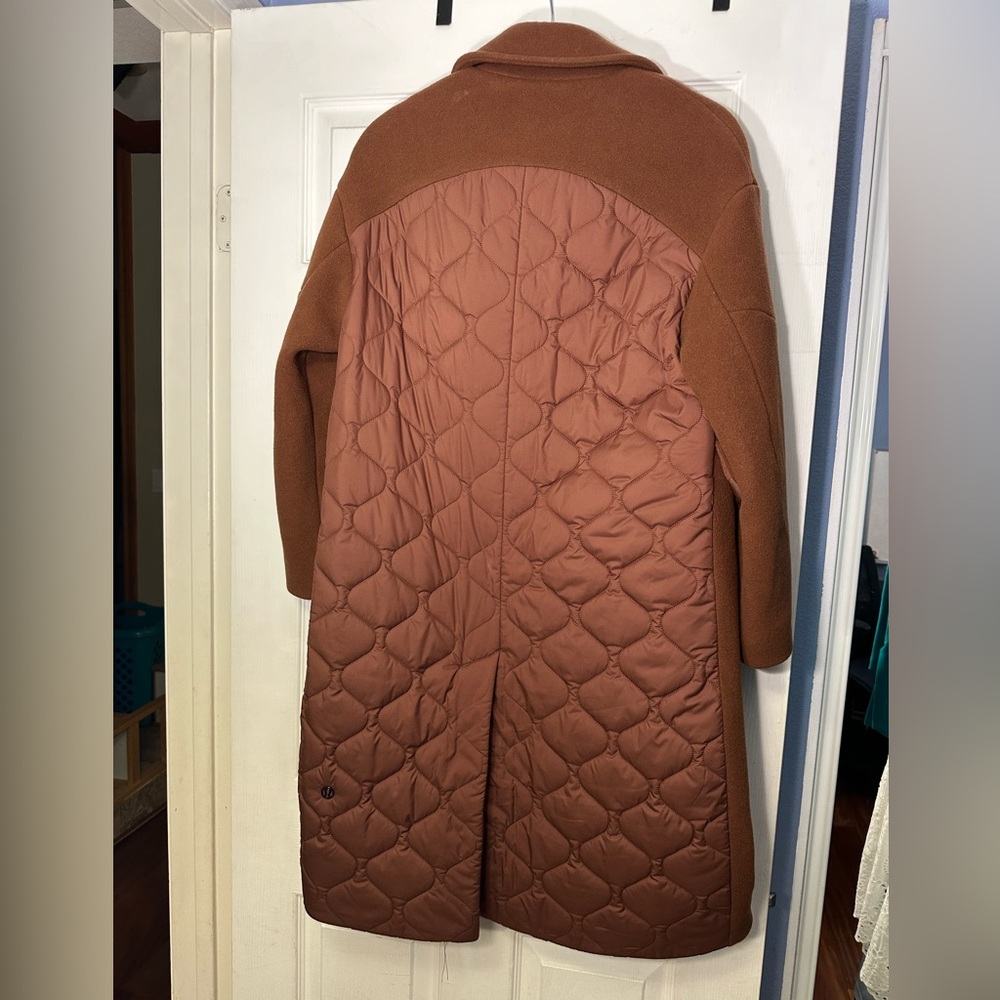 NWT Lululemon Cognac Quilted Wool Long Coat for Petites 00-2 (MSRP $498) - Picture 7 of 16